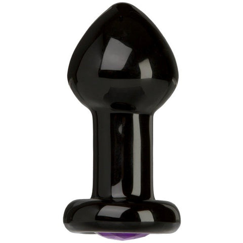 Doc Johnson Black Rose Crystal Butt Plug Medium Borosilicate Glass Design - Glass Sex Toys