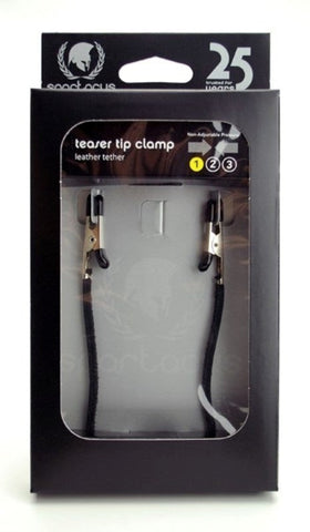 Blackline Endurance Teaser Clamps - Leather Tether - Nipple and Clit Clamps