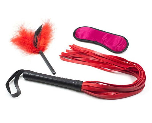 Blindfold, Whip and Tickler Bondage Kit Rings Worth Wearing - - Bondage Kits