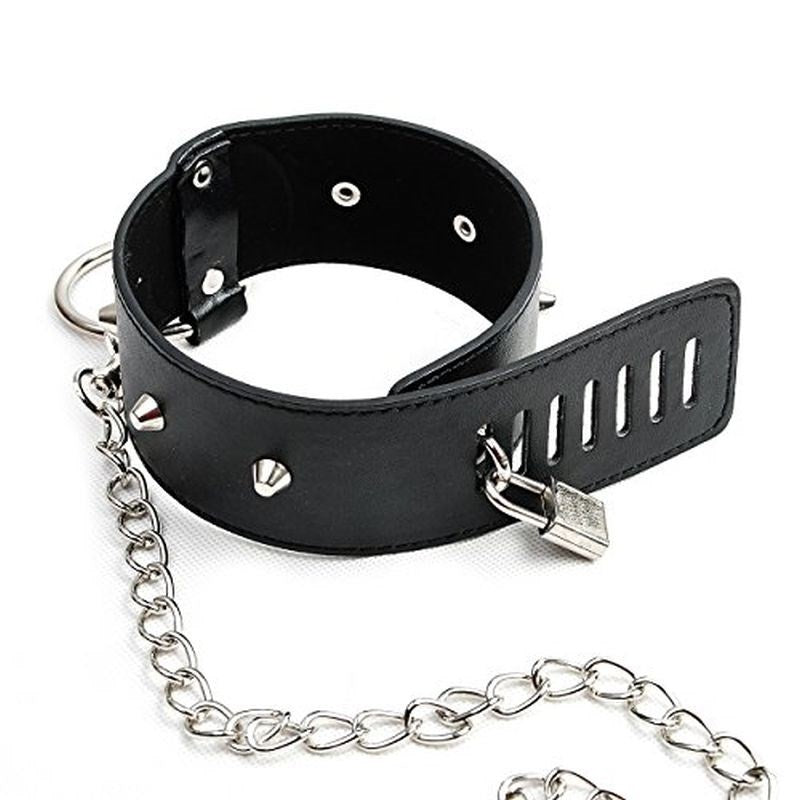 BDStyle Blunt Spike Bondage Collar with Leash Premium Locking Design - Collars and Leads