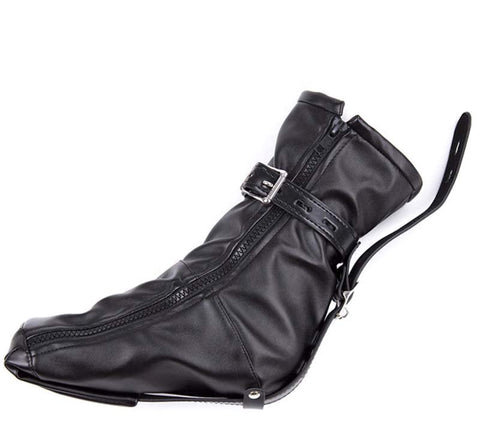 BDStyle Bondage Booties Faux Leather Foot Bondage with Side Zippers - Cuffs and Restraints
