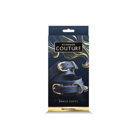 NS Novelties Bondage Couture Ankle Cuff Blue Premium Leather Restraint - Cuffs and Restraints