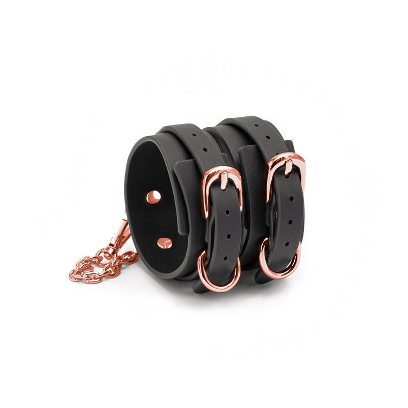 NS Novelties Bondage Couture Ankle Restraints Stylish PU Restraints with D Rings - - Cuffs and Restraints