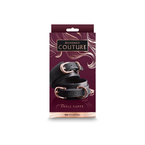 NS Novelties Bondage Couture Ankle Restraints Stylish PU Restraints with D Rings - Cuffs and Restraints