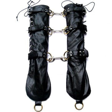 BDStyle Bondage Leather Opera Gloves with Adjustable D Ring Restraints - - Wigs and Gloves