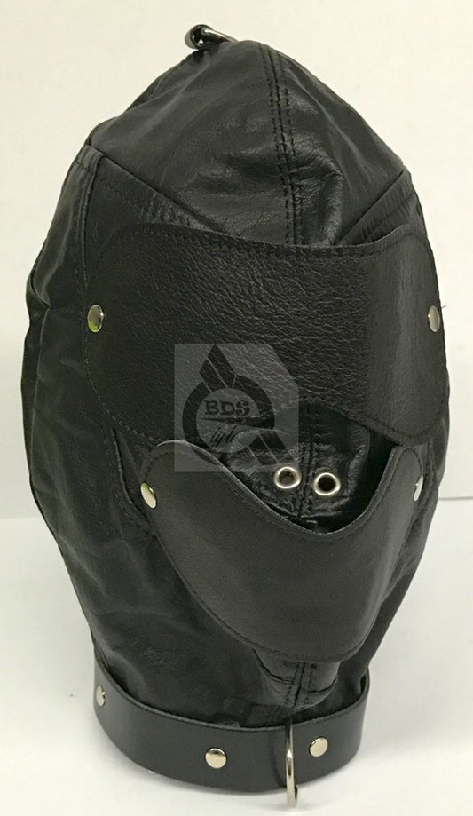 Bondage Supplies Hood Leather Get Harder Now - - Bondage Hoods