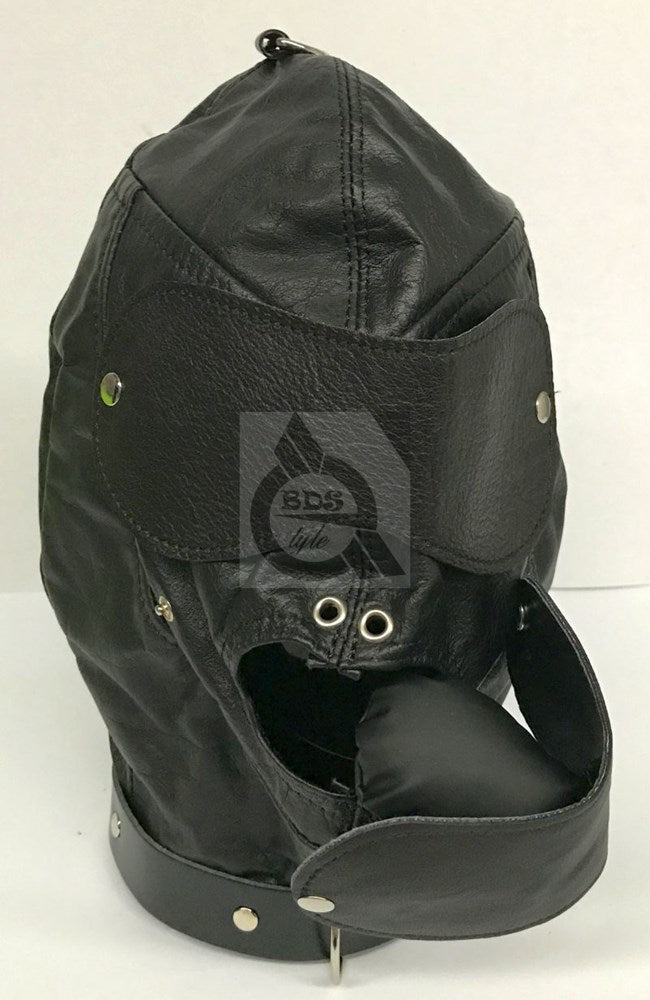 Bondage Supplies Hood Leather Get Harder Now - - Bondage Hoods