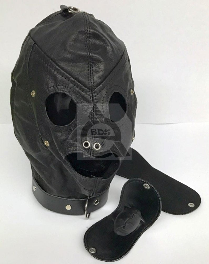 Bondage Supplies Hood Leather Get Harder Now - - Bondage Hoods