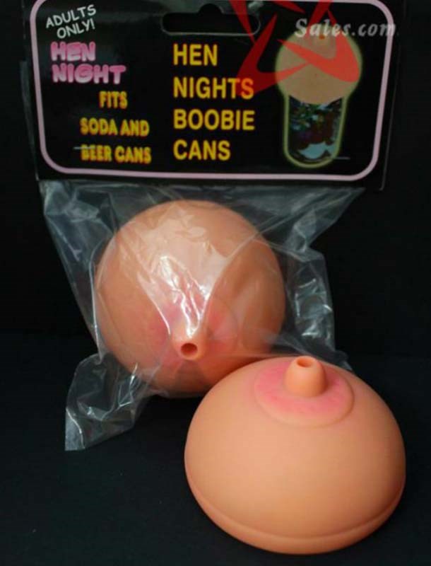 Hua Novelties Boobie Can Topper Novelty Breast Shaped Can Cover - - Bachelorette and Bucks