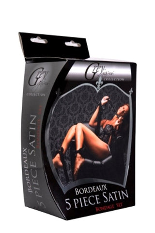 Bordeaux 5 Piece Satin Bondage Set - Bondage Kits
