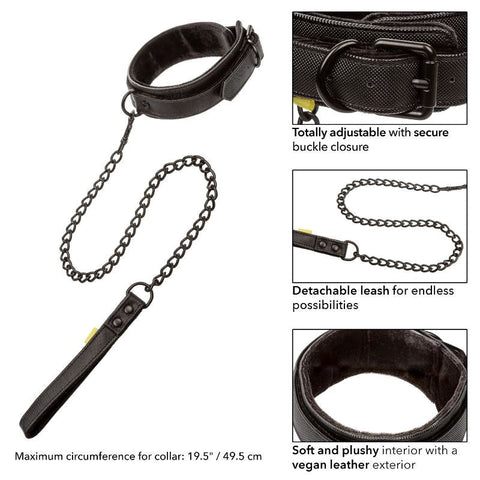California Exotics Boundless Bondage Collar and Leash with Heavy Duty Chain - Collars and Leads