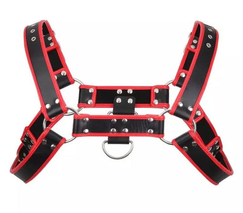 Hells Couture Brace Leather Body Harness Flat Studs Premium Leather - Cuffs And Restraints