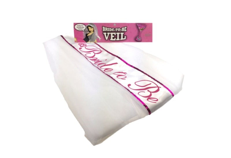 Little Genie Bride To Be Veil White and Pink with Secure Comb Attachment - - Fancy Dress Ups