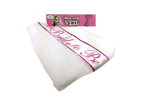 Little Genie Bride To Be Veil White and Pink with Secure Comb Attachment - Fancy Dress Ups
