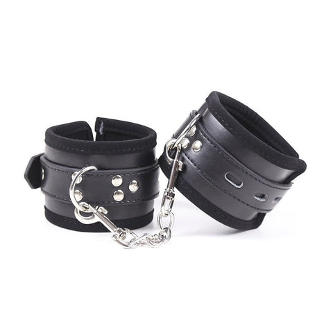 BDStyle Buckler Faux Leather Cuffs With Chain Adjustable Restraint System - Cuffs and Restraints