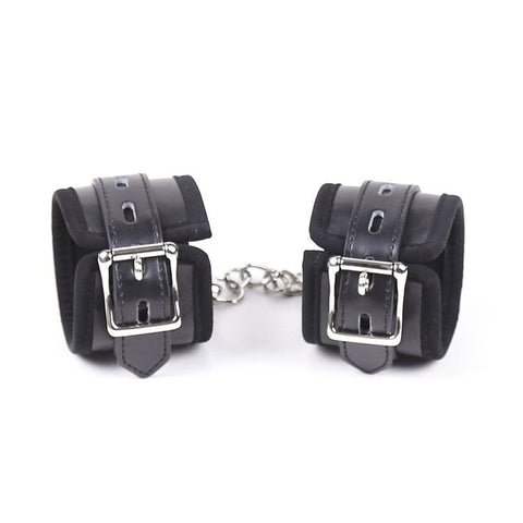 BDStyle Buckler Faux Leather Cuffs With Chain Adjustable Restraint System - Cuffs and Restraints