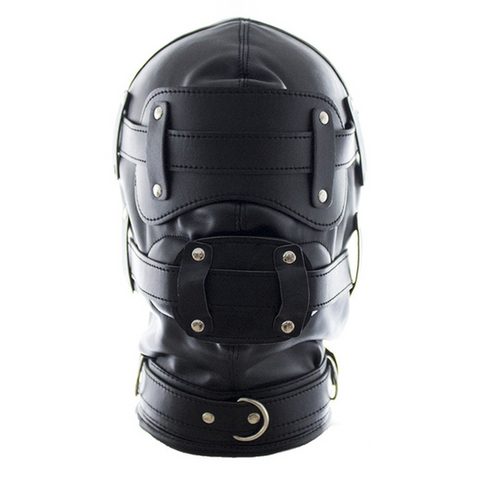 BDStyle Bug Eyed Lockdown Hood With Penis Gag Sensory Deprivation Control - Bondage Hoods