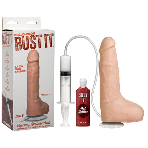 Doc Johnson Bust It 8.5 Inch Squirting Realistic Cock Flesh with Ejaculation - Realistic Dildos