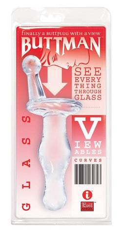 Icon Brands ButtMans Viewable Glass Butt Plug Curves Premium Temperature Play - Glass Sex Toys