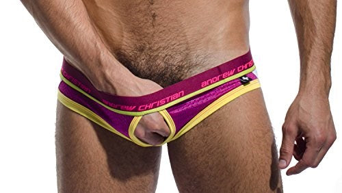 Andrew Christian C Ring Brief Jock Magenta with Cock Ring Enhancement - - Mens Briefs And Boxers