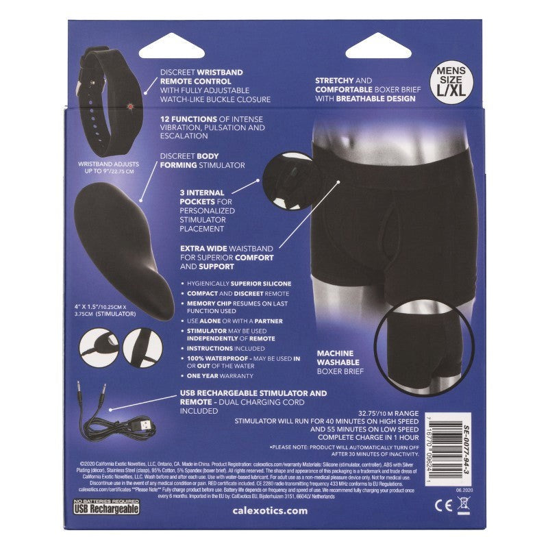 California Exotics Remote Control Boxer Brief Set with Wireless Wristband - Strap On Sextoys