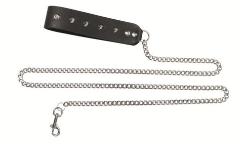 Spartacus Enterprises Chain Leash with Studded Handle BDSM Control - Collars and Leads