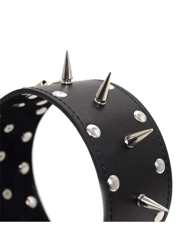 BDStyle Classic Long Spike Collar Heavy BDSM Bondage Collar with Spikes - Fancy Dress Ups
