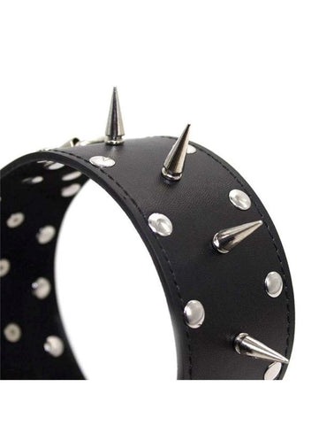 BDStyle Classic Long Spike Collar Heavy BDSM Bondage Collar with Spikes - Fancy Dress Ups