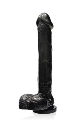 SI Novelties Cock w/ Balls and Suction Black 9in Realistic Dildo - Realistic Dildos