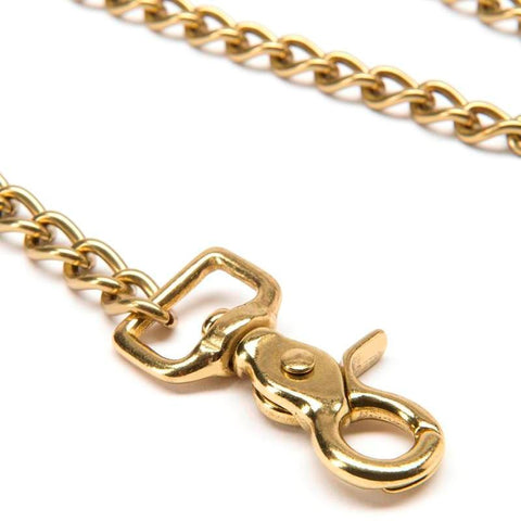Coco de Mer Brown Leather Lead Premium BDSM Restraint with Brass Chain - Collars and Leads