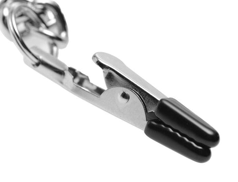 XR Brands Collar Nipple And Clit Clamp Set Chain Collar Design - Nipple and Clit Clamps
