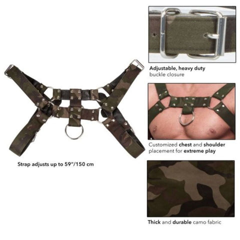 California Exotics Colt Camo Bondage Play Chest Harness Adjustable Design - Cuffs and Restraints