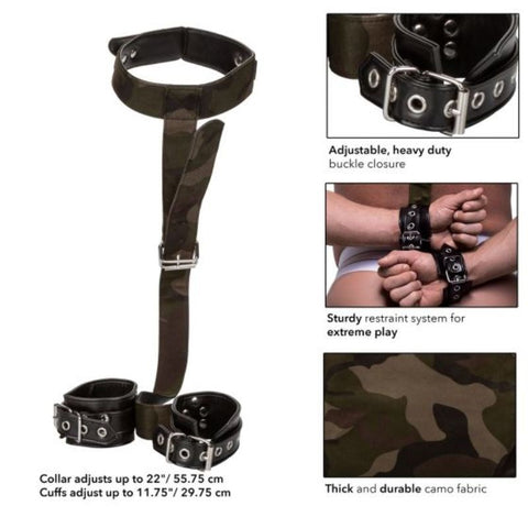 California Exotics Colt Camo BDSM Play Collar and Cuffs with Heavy Duty Chains - Cuffs and Restraints