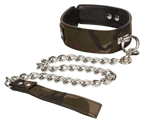 California Exotics Colt Camo Fetish Play Collar and Leash Double Padded - Collars and Leads