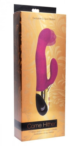XR Brands Come Hither Moving G Spot Rechargable Silicone Vibrator - Rabbit Vibrators