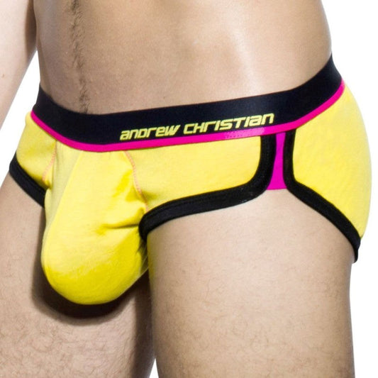 Andrew Christian Coolflex Tagless Brief w/ Show It Yellow Penis Enhancement - - Jocks and G-Strings