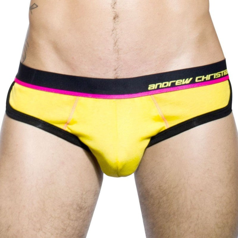 Andrew Christian Coolflex Tagless Brief w/ Show It Yellow Penis Enhancement - - Jocks and G-Strings