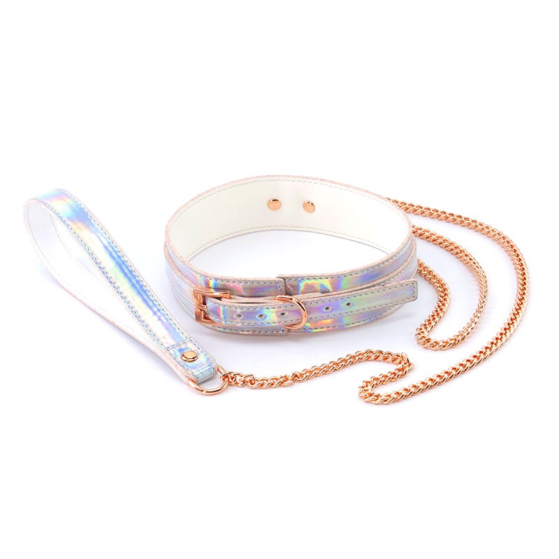 NS Novelties Cosmos Vibrant Bondage Bliss Rainbow Collar & Leash Set - - Collars and Leads