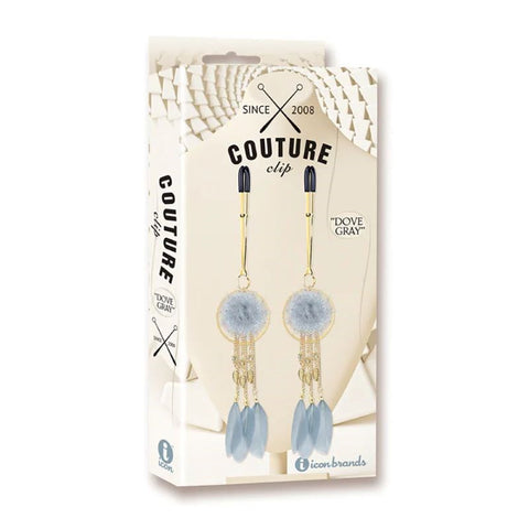 Icon Brands Sensual Sophistication Adjustable Feathered Nipple Clamps - Nipple and Clit Clamps