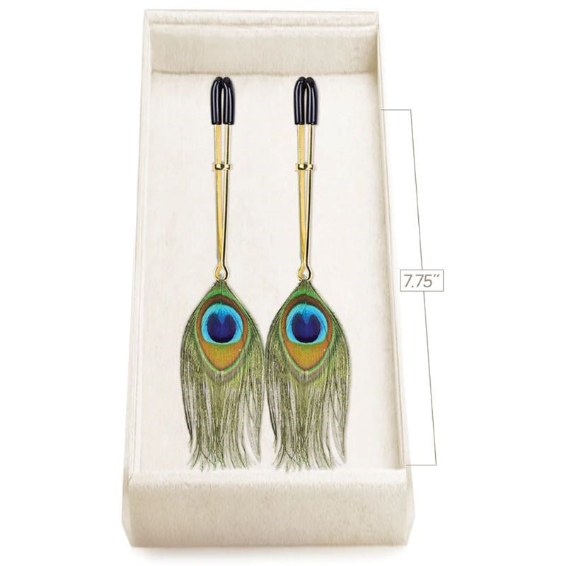 Couture Clip Luxury Nipple Clamps - Peacock Plume - - Nipple and Clit Clamps