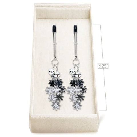 Icon Brands Sensual Rhythm Couture Clip Luxury Nipple Clamps with Bells - Nipple and Clit Clamps