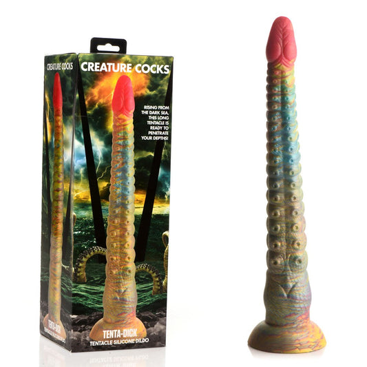 XR Brands Creature Cocks Tenta Dick Dildo with Rainbow Tentacle Design - - Non-Realistic Dildos