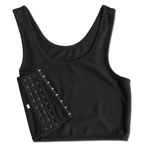 BDStyle Crop Top Chest Binder Black Cotton Spandex Compression Garment - Bras and Bra Sets