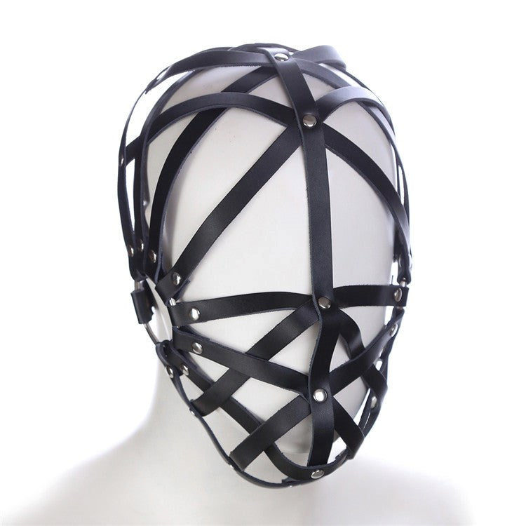 Cross Belt Half Face Hood Couples CRing Pick - - Bondage Hoods