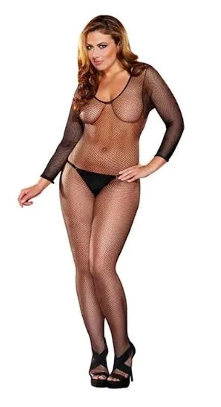 Xgen Products Alluring Plus Size Fishnet Bodystocking Open Crotch Design - - Hosiery