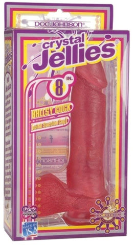 Doc Johnson Crystal Jellies 8 Ballsy Cock with Suction Cup Base Pink Dildo - Non-Realistic Dildos