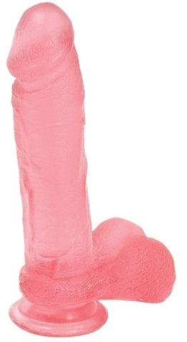 Doc Johnson Crystal Jellies 8 Ballsy Cock with Suction Cup Base Pink Dildo - Non-Realistic Dildos