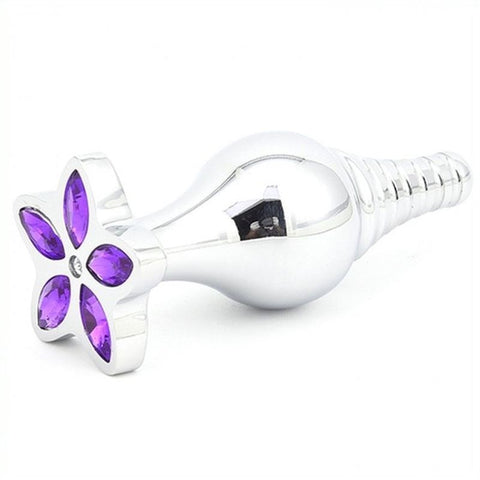 BDStyle Cusp Head Butt Plug With Leaf Bling Metal Construction - Steel Sex Toys