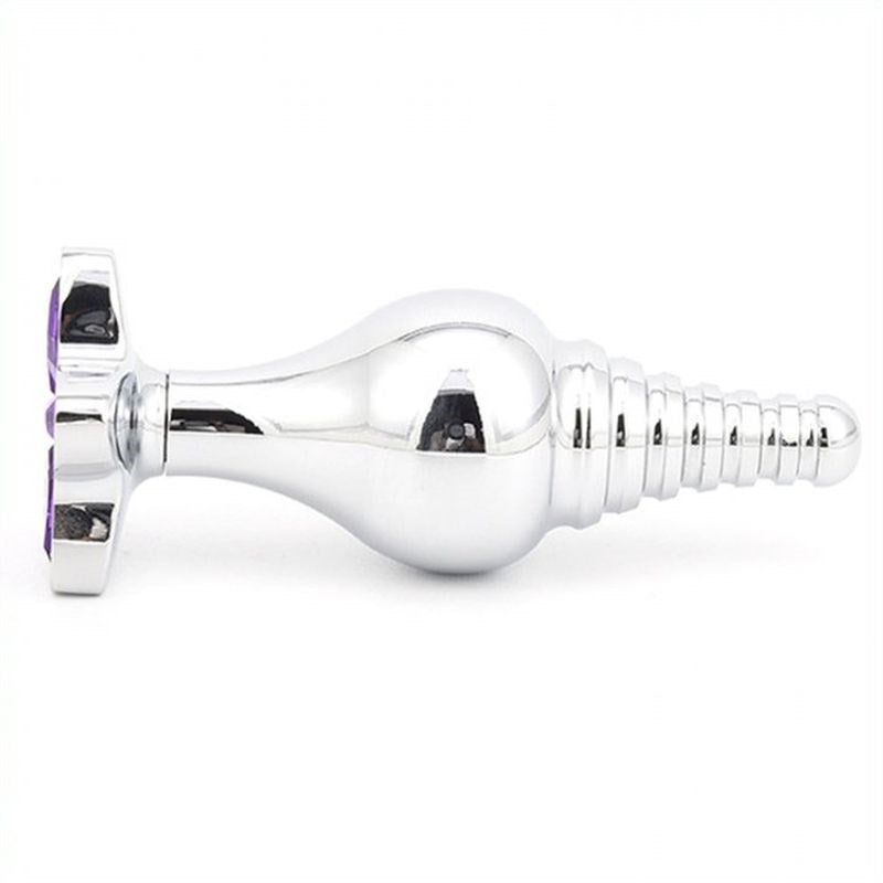 BDStyle Cusp Head Butt Plug With Leaf Bling Metal Construction - Steel Sex Toys