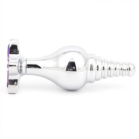 BDStyle Cusp Head Butt Plug With Leaf Bling Metal Construction - Steel Sex Toys
